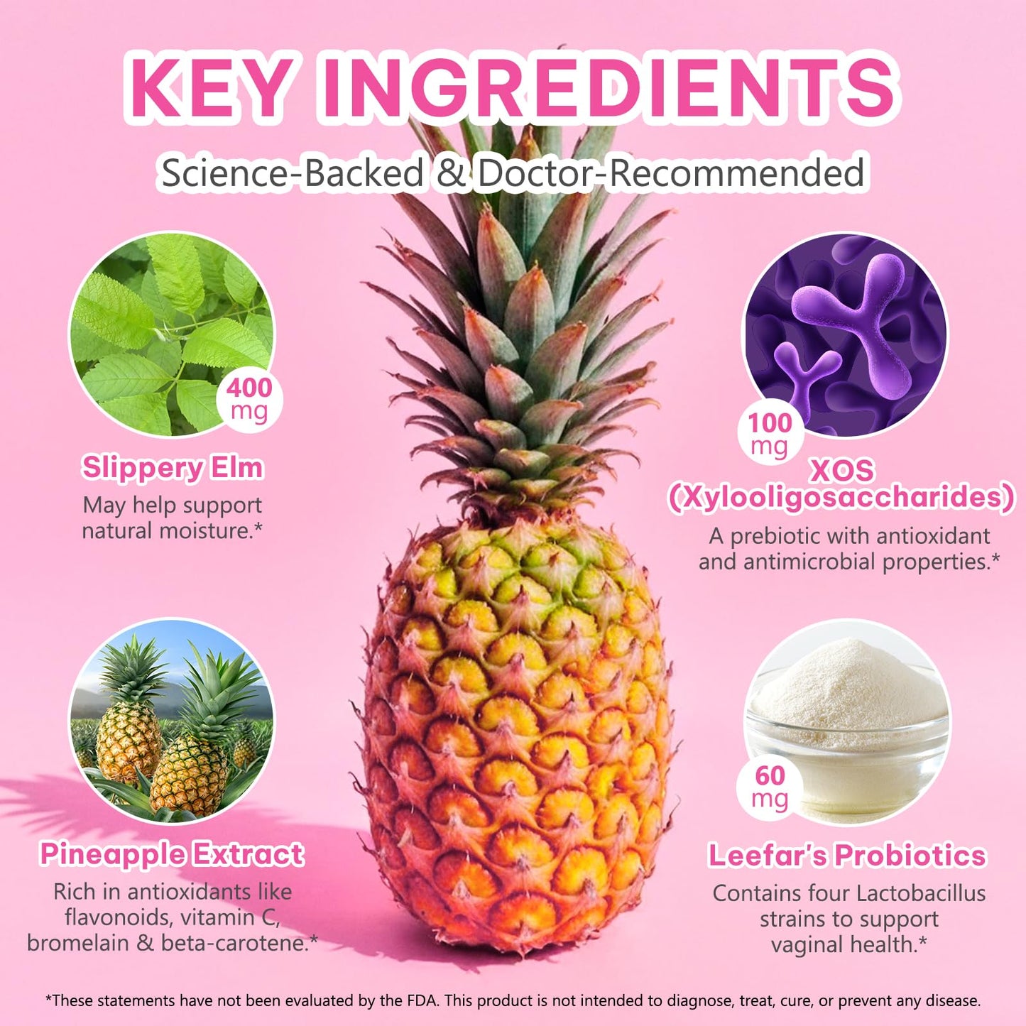 Probiotics for Women Gummies, Women's Probiotic Gummies for Feminine Wellness - Daily Balance & Support, PH Balance, Hawaiian Pineapple Flavor