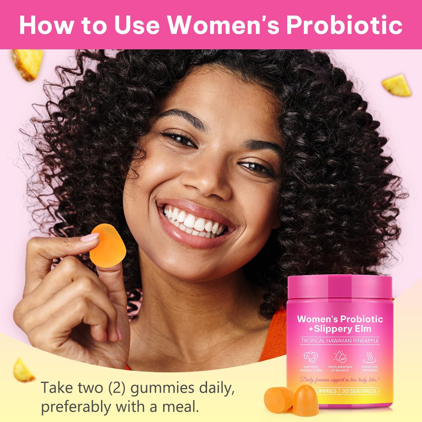 Probiotics for Women Gummies, Women's Probiotic Gummies for Feminine Wellness - Daily Balance & Support, PH Balance, Hawaiian Pineapple Flavor